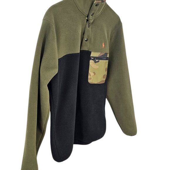 Polo Ralph Lauren Mens Colour Blocked Fleece Snap Pullover Sweater Size Small - Picture 7 of 9